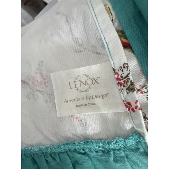 Lenox Apron Birds Floral Turquoise Ruffle Ric Rac Retro Kitchen Cooking - Picture 11 of 12